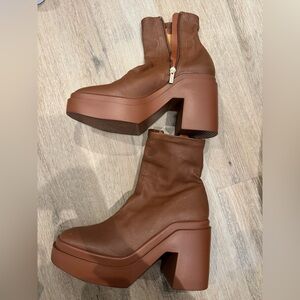 Brown Mid Calf Combat Boots